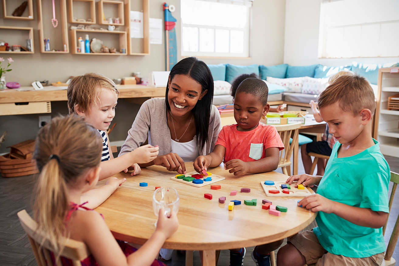 kids at school table