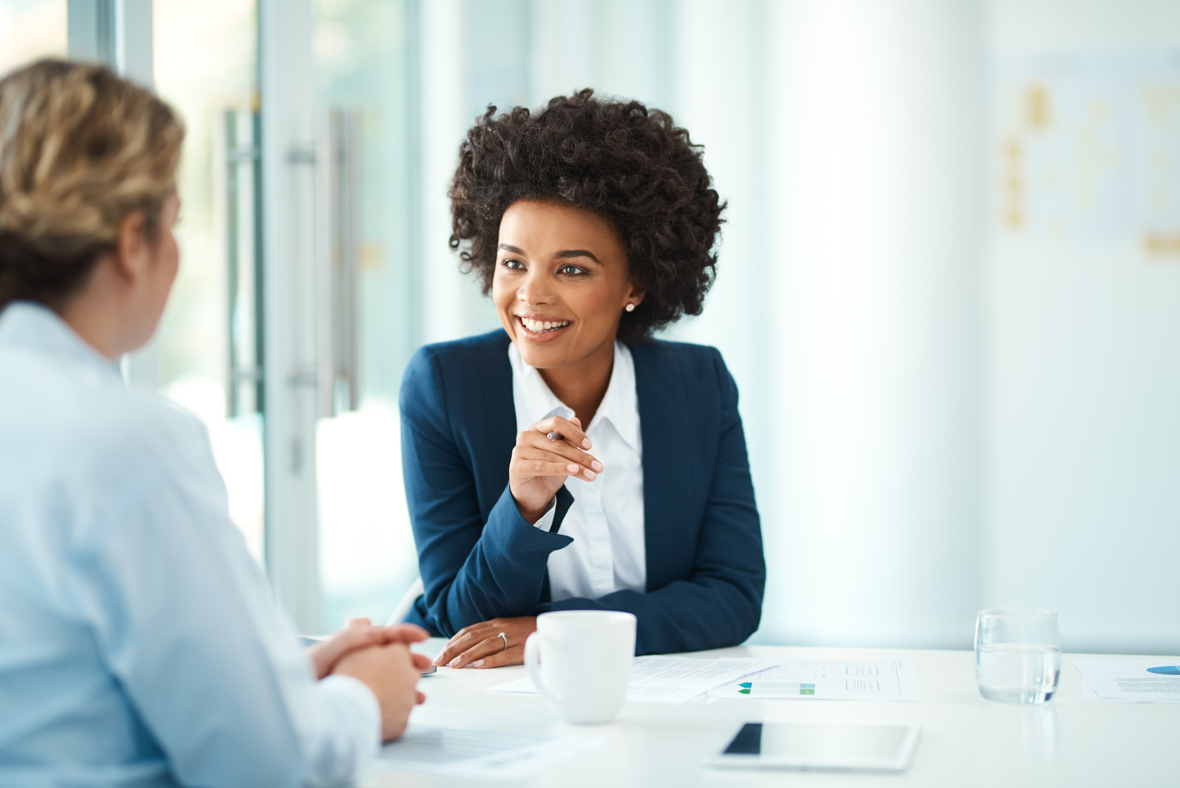 two people meeting