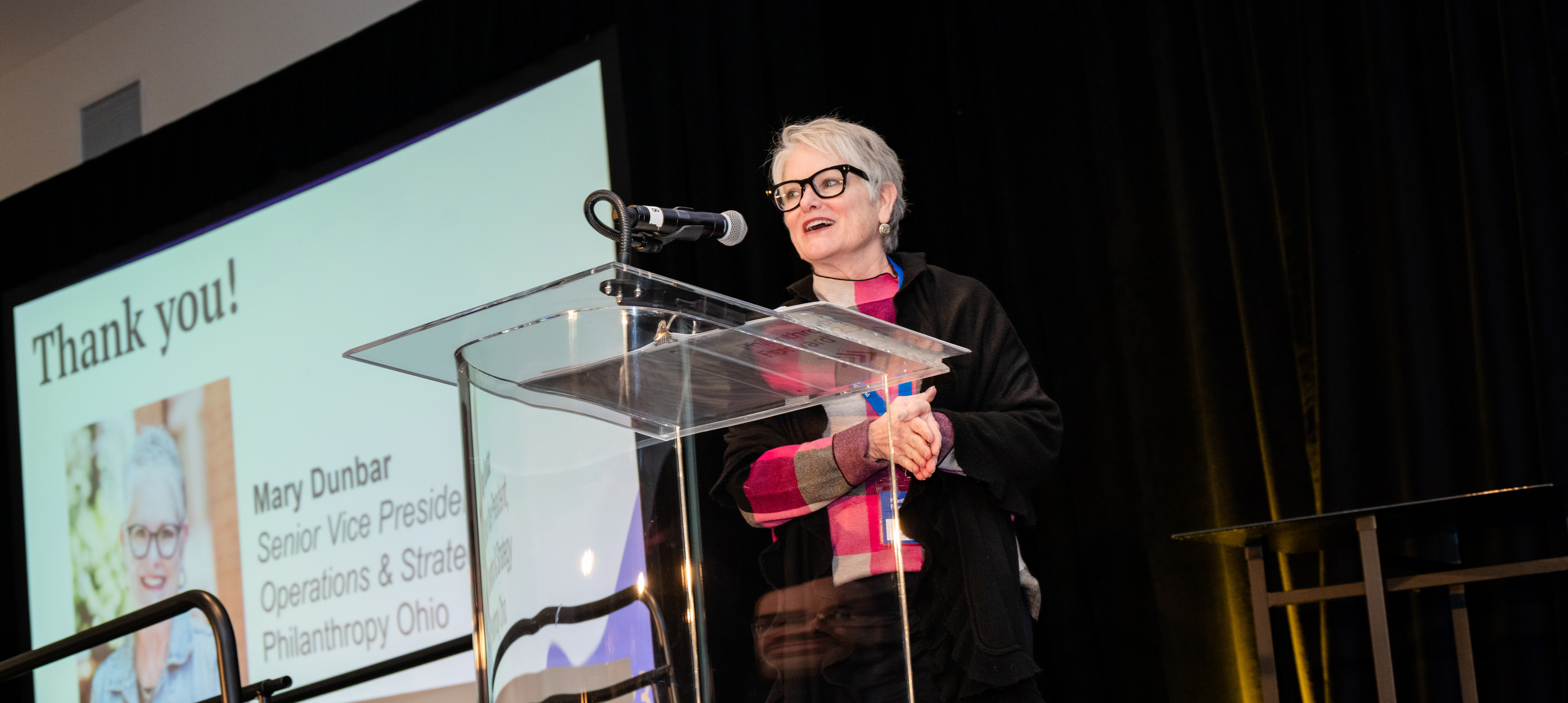 mary at podium