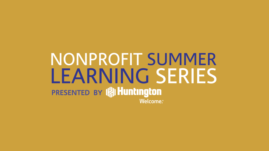text logo nonprofit series on gold background, Huntington logo