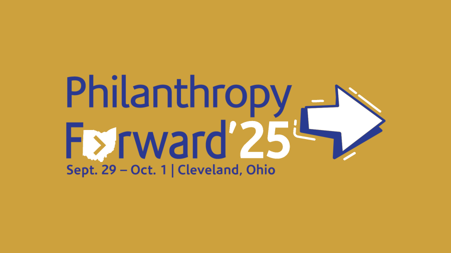 Philanthropy Forward '25 arrow and text 