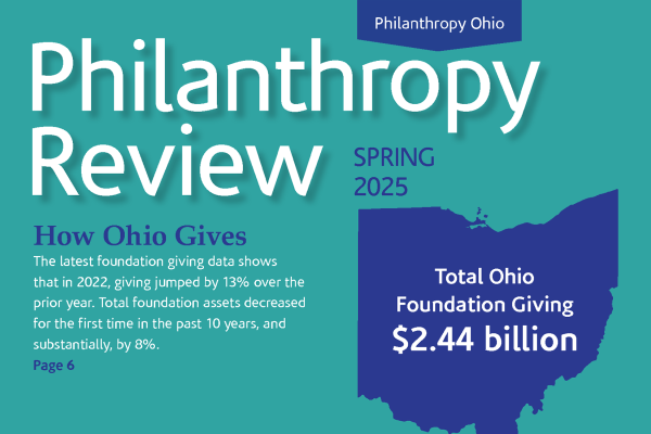 philanthropy review newsletter cover with ohio illustration