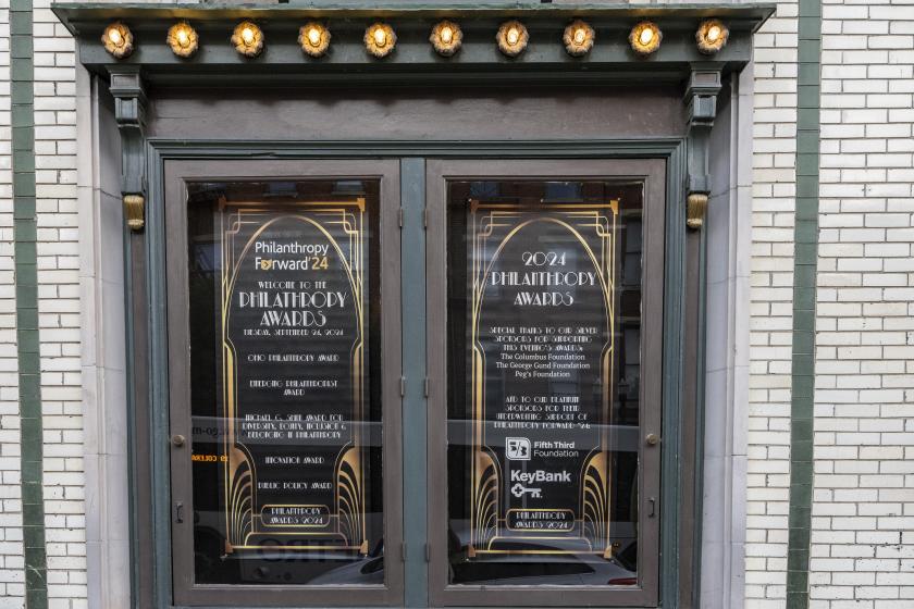 doors with philanthropy awards sign